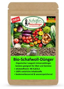 Biodünger, Schafwolldünger von Schäfer Lammfelle. 850 Gramm Beutel